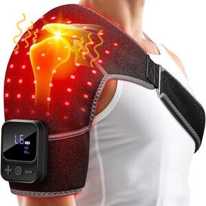 Red Light Therapy for Shoulder with Heat & Massage, 6 Modes Cord-Free Controller